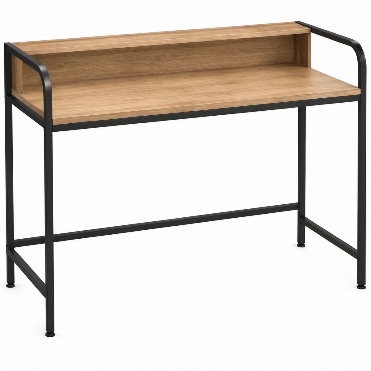 Scrivania rettangolare in rovere e nero, pannello truciolare e acciaio, 100 x 50 x 90 cm