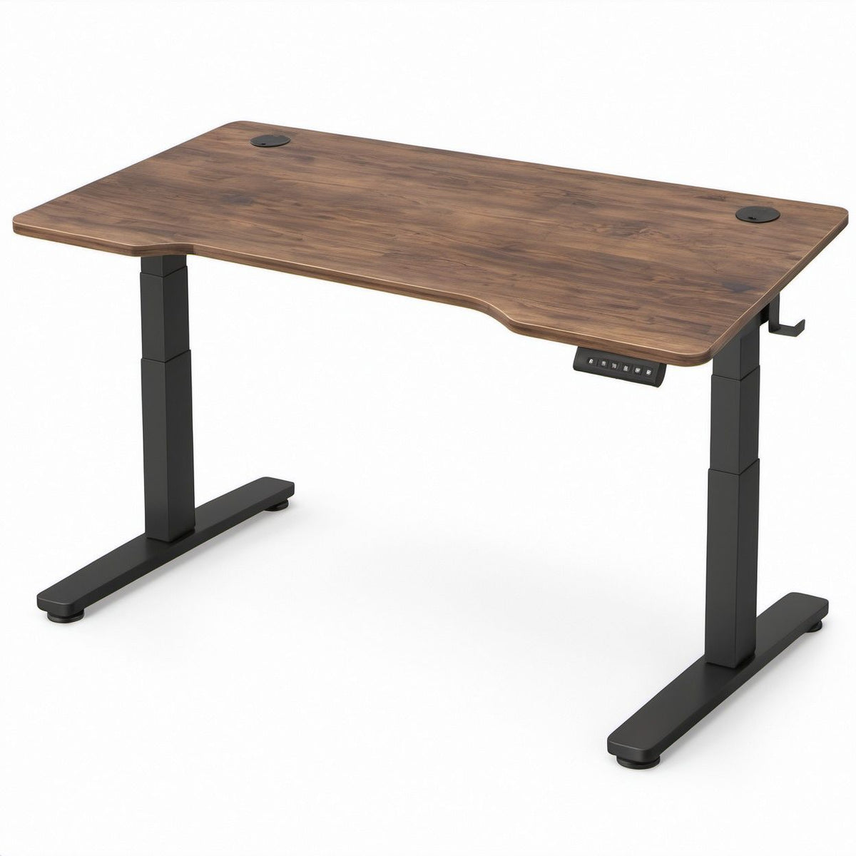 Scrivania elettrica regolabile in altezza 160 x 80 cm, effetto noce e nero, 72-120 cm