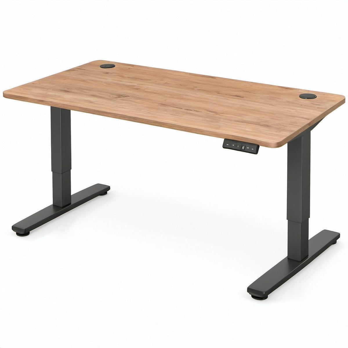 Scrivania elettrica regolabile in altezza 140 x 70 cm, rovere chiaro e nero