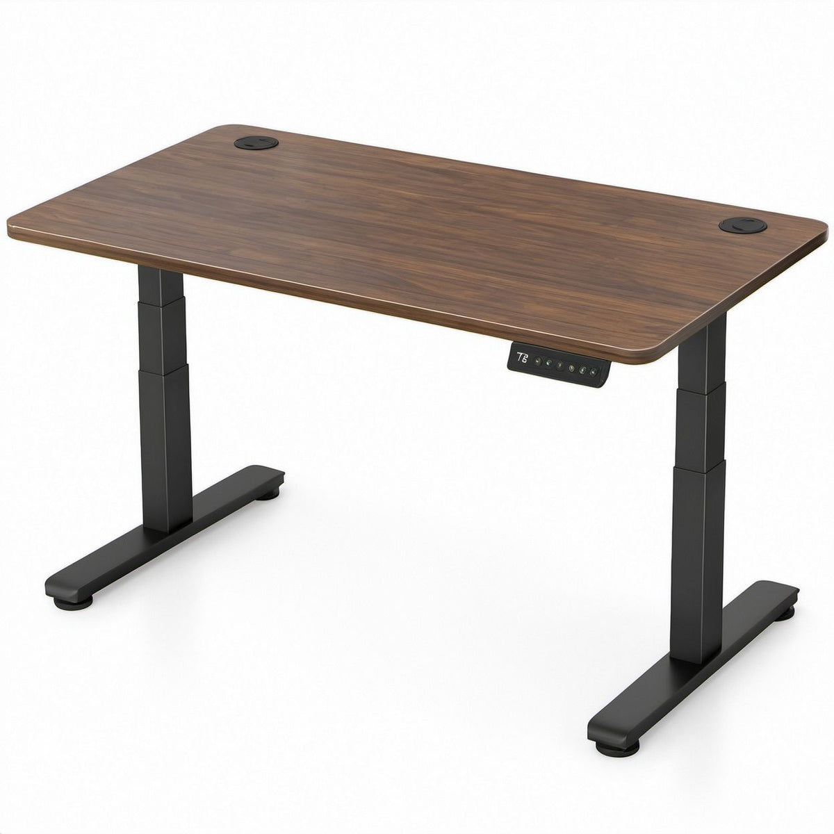Scrivania elettrica regolabile in altezza 140 x 70 cm, noce e nero, altezza 72-120 cm
