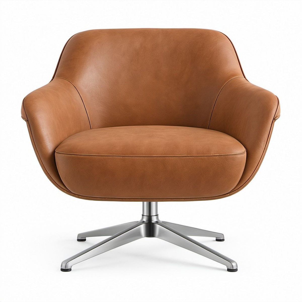 Poltrona lounge girevole arrotondata in pelle sintetica PU Marrone, 83 x 82 x 86 cm