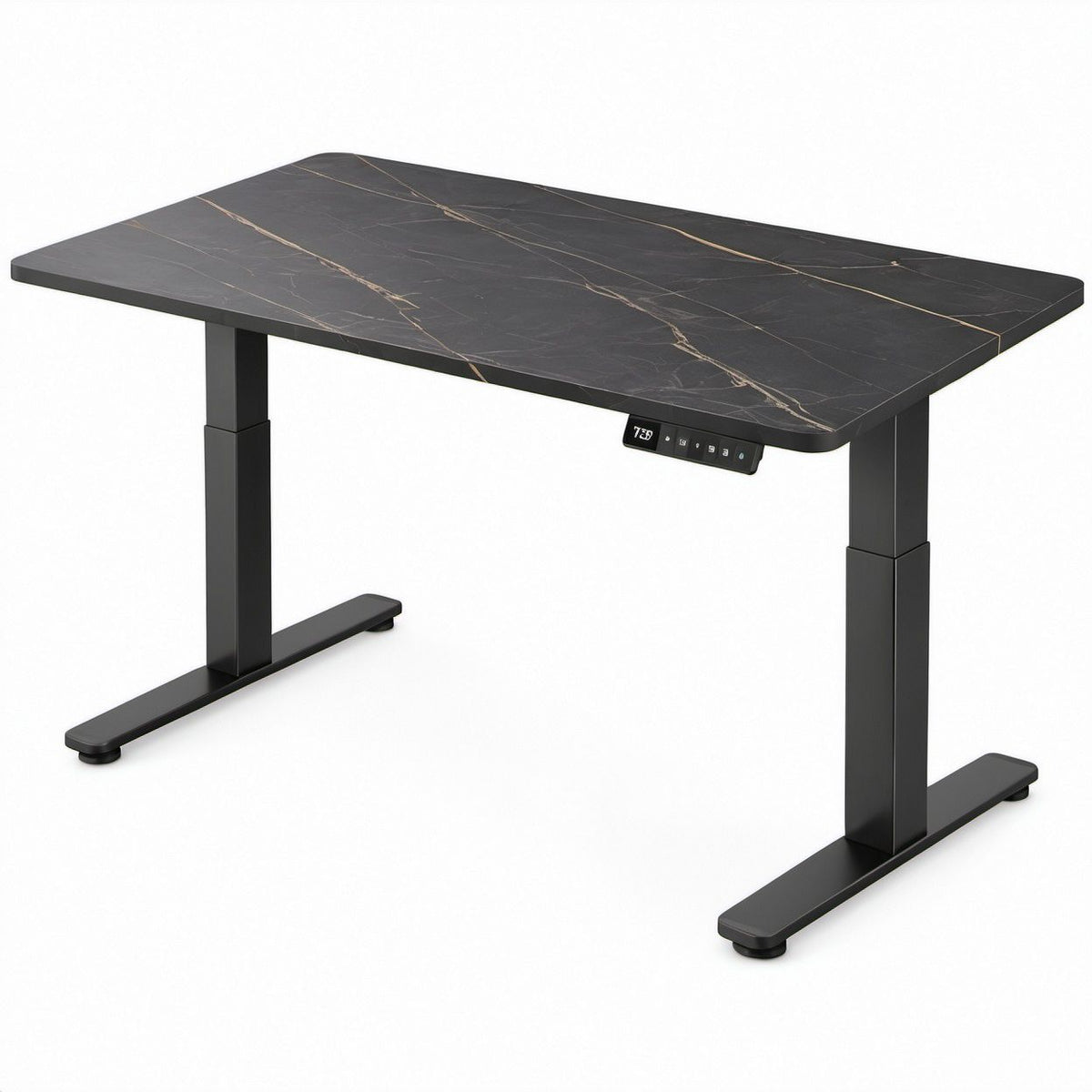 Scrivania elettrica regolabile in altezza 120 x 60 cm nera effetto marmo